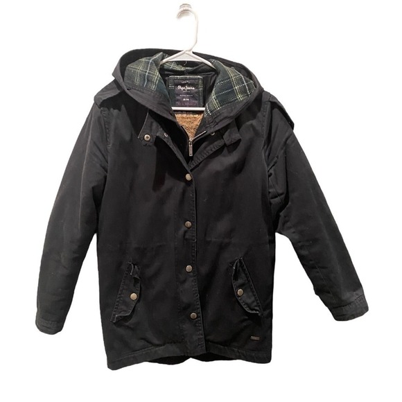 Pepe Jeans Womens Black Jacket Parka SZ. M - Picture 1 of 6